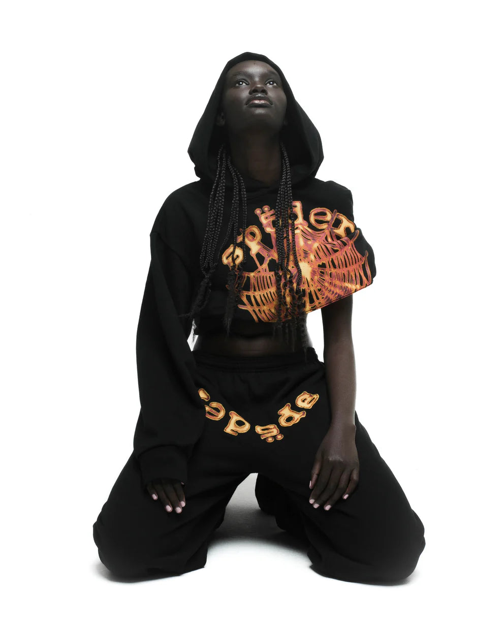 Sp5der Black Orange OG Web V2 Sweatpants