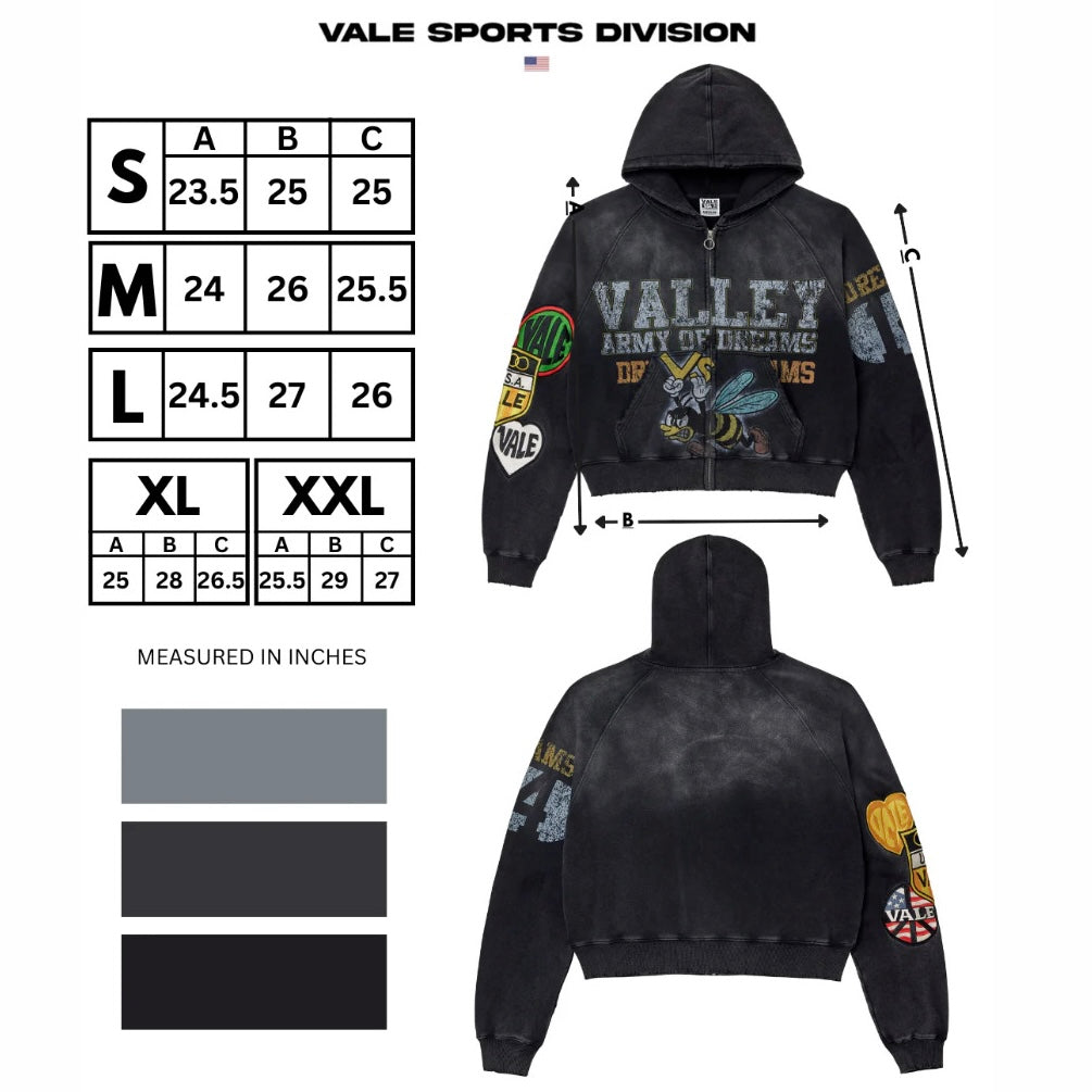Vale Black Army Zip Hoodie