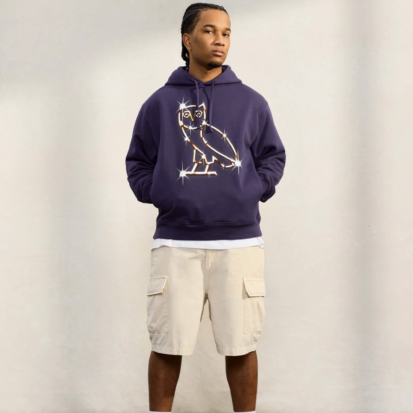 OVO Purple Bling Hoodie On Body 3