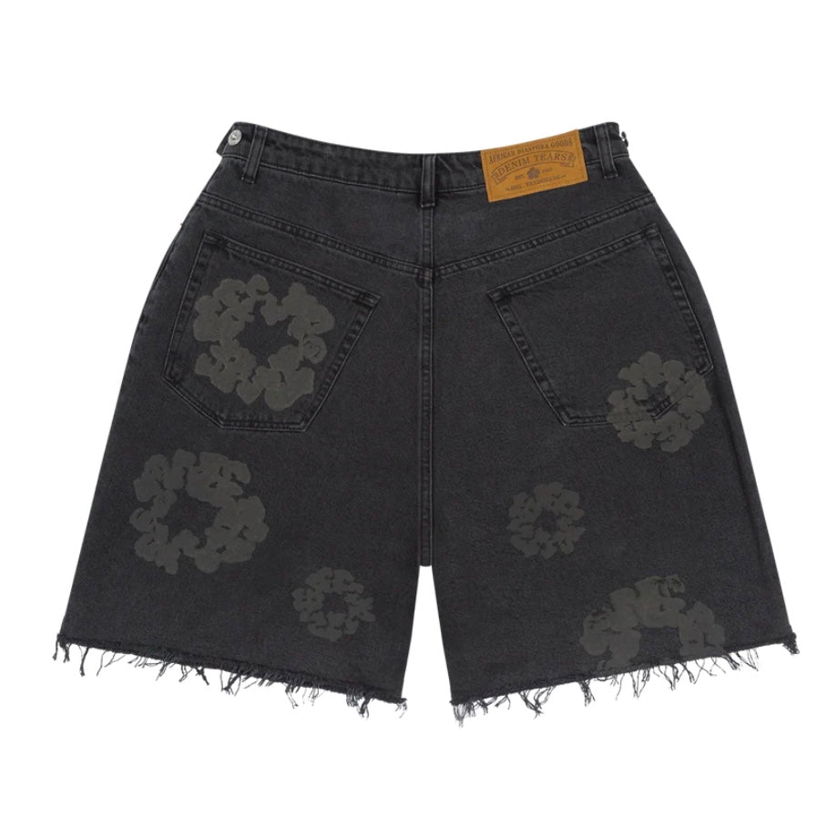 Denim Tears Black Mono Cotton Wreath Denim Shorts
