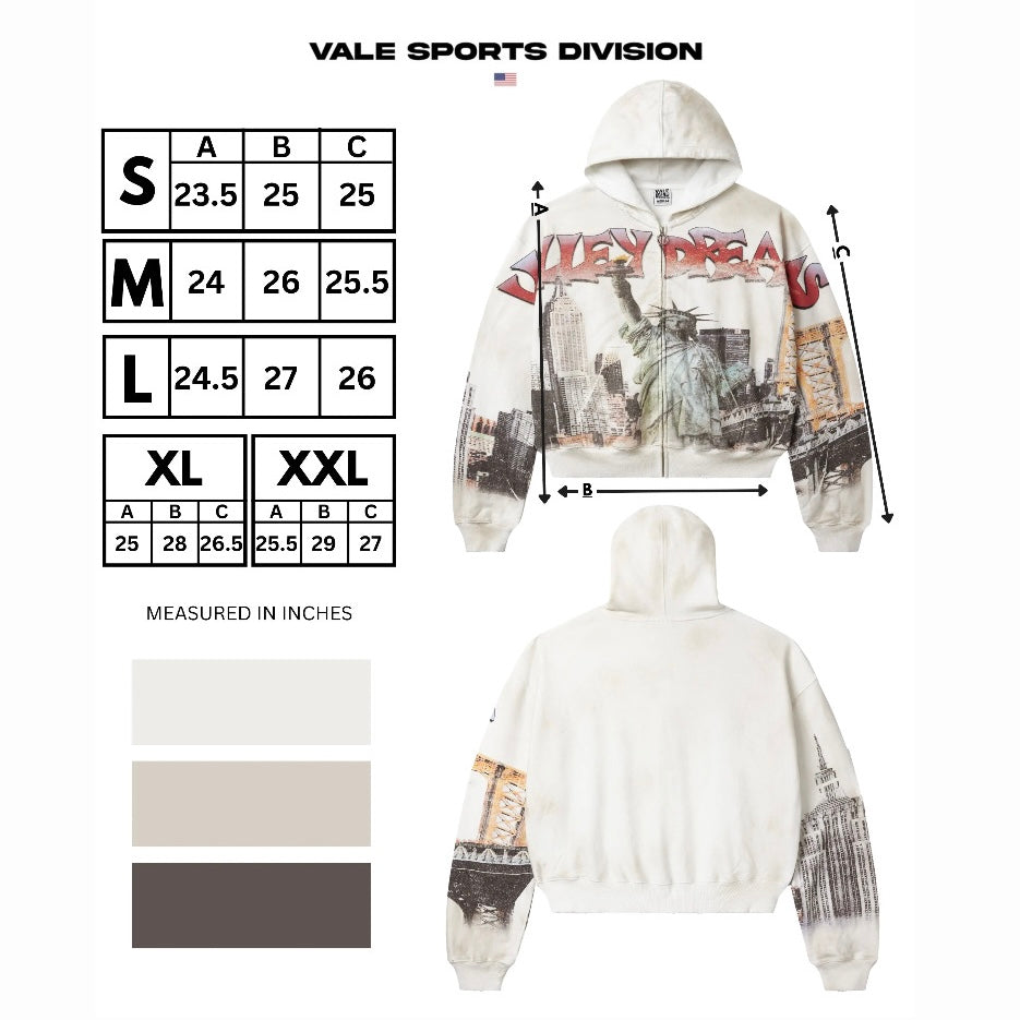 Vale White NYC Zip Hoodie