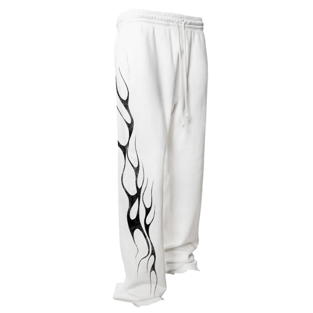 Hellstar White Tribal Flame Sweatpants