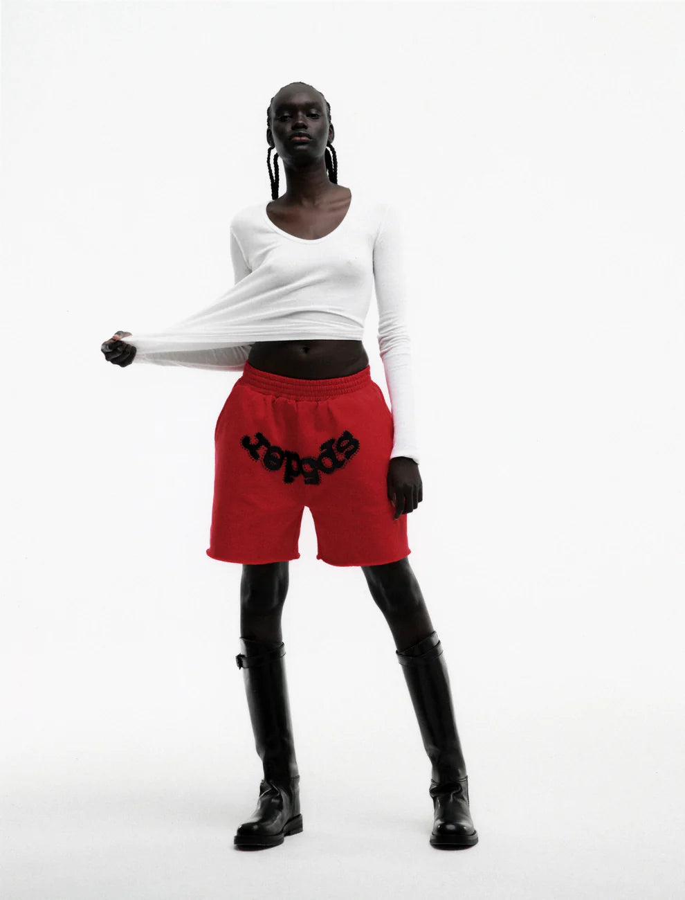 Sp5der Red OG Studded Shorts