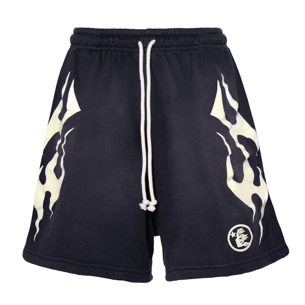 Hellstar Black White Flame Shorts