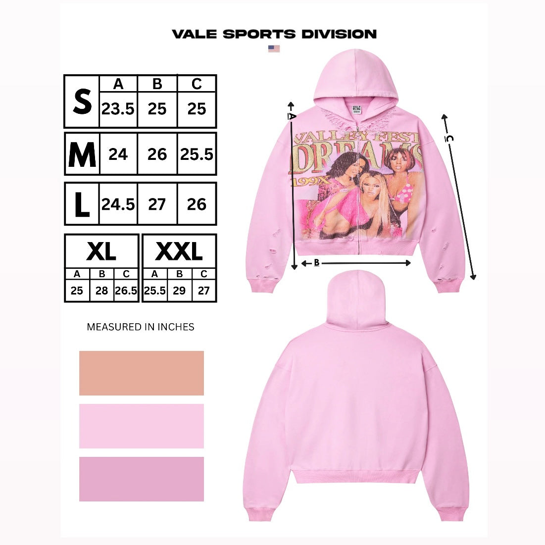 Vale Pink Dreams Zip Hoodie