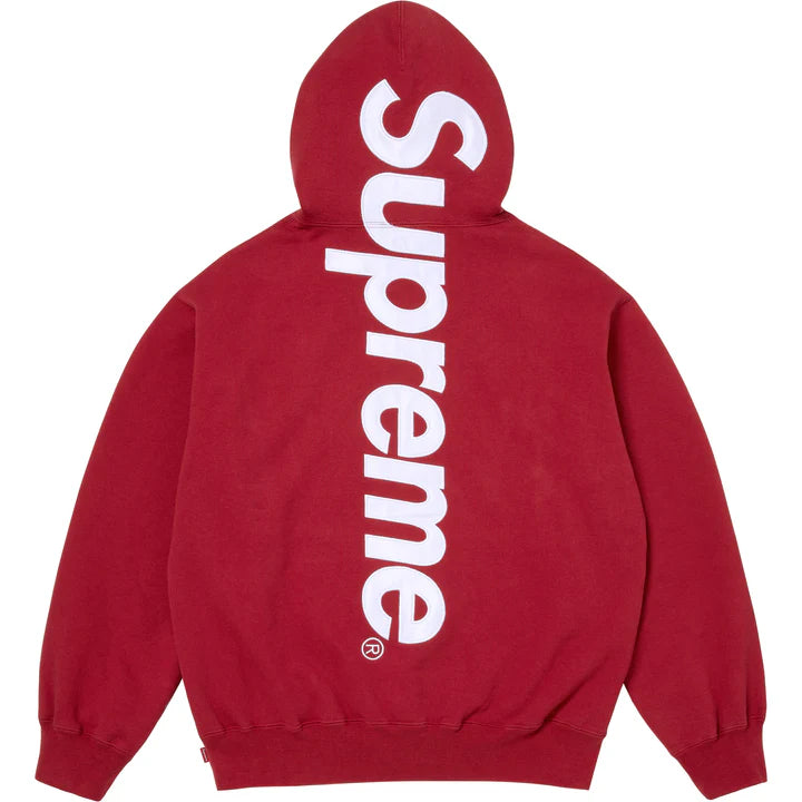 Supreme Dark Red Satin Applique Hoodie