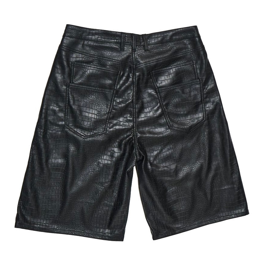 Project Capri Black Croc Leather Shorts