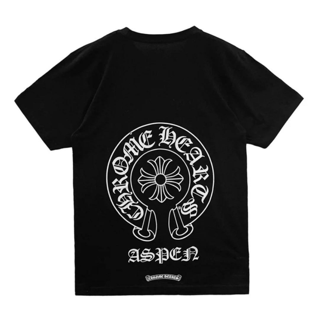 Chrome Hearts Aspen Black Horseshoe Logo T-Shirt