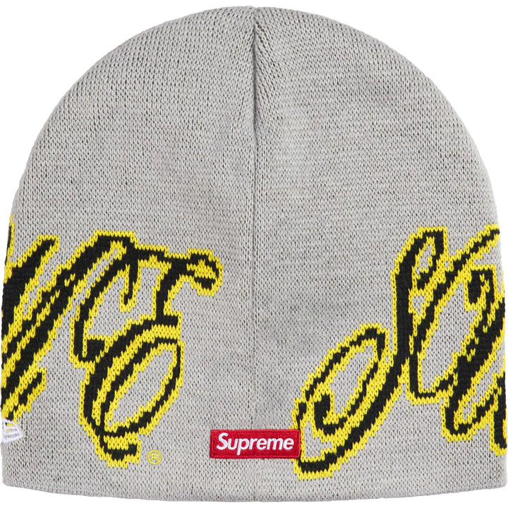 Supreme New Era Grey Cursive Beanie