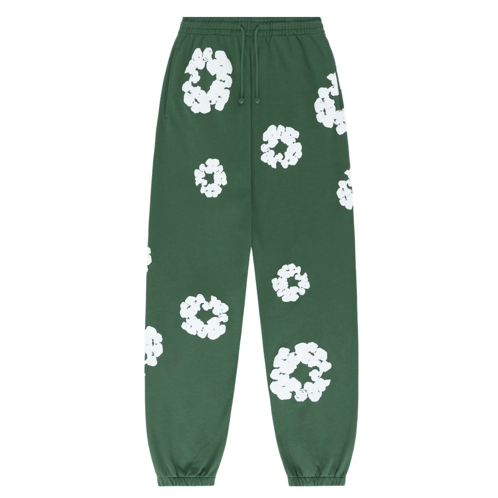 Denim Tears Green Cotton Wreath Sweatpants Front View