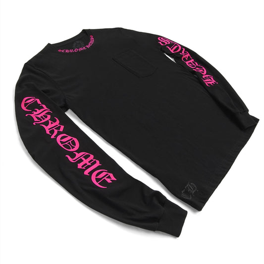 Chrome Hearts Black Pink Neck Logo Pocket Long Sleeve