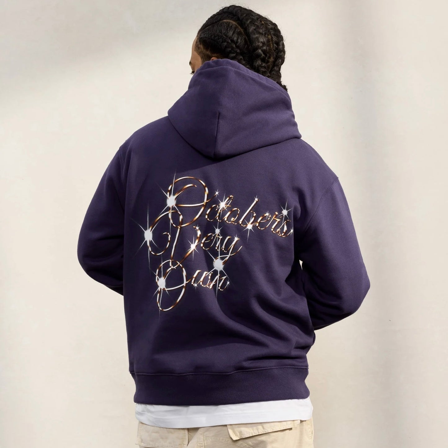 OVO Purple Bling Hoodie On Body Back