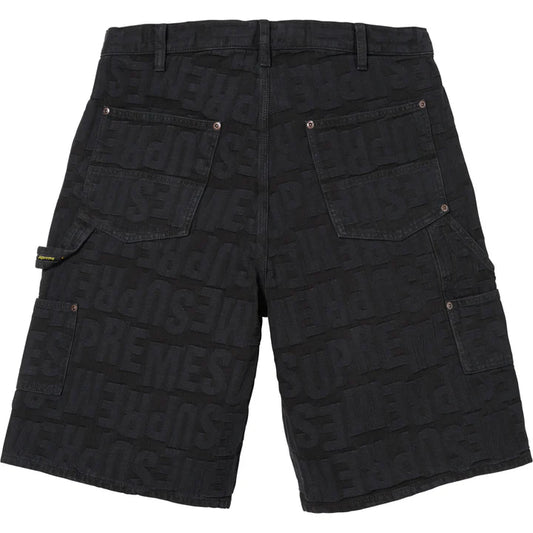 Supreme Black Repeat Jacquard Double Knee Denim Shorts