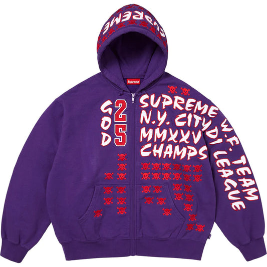 Supreme Purple League Champs Zip Hoodie