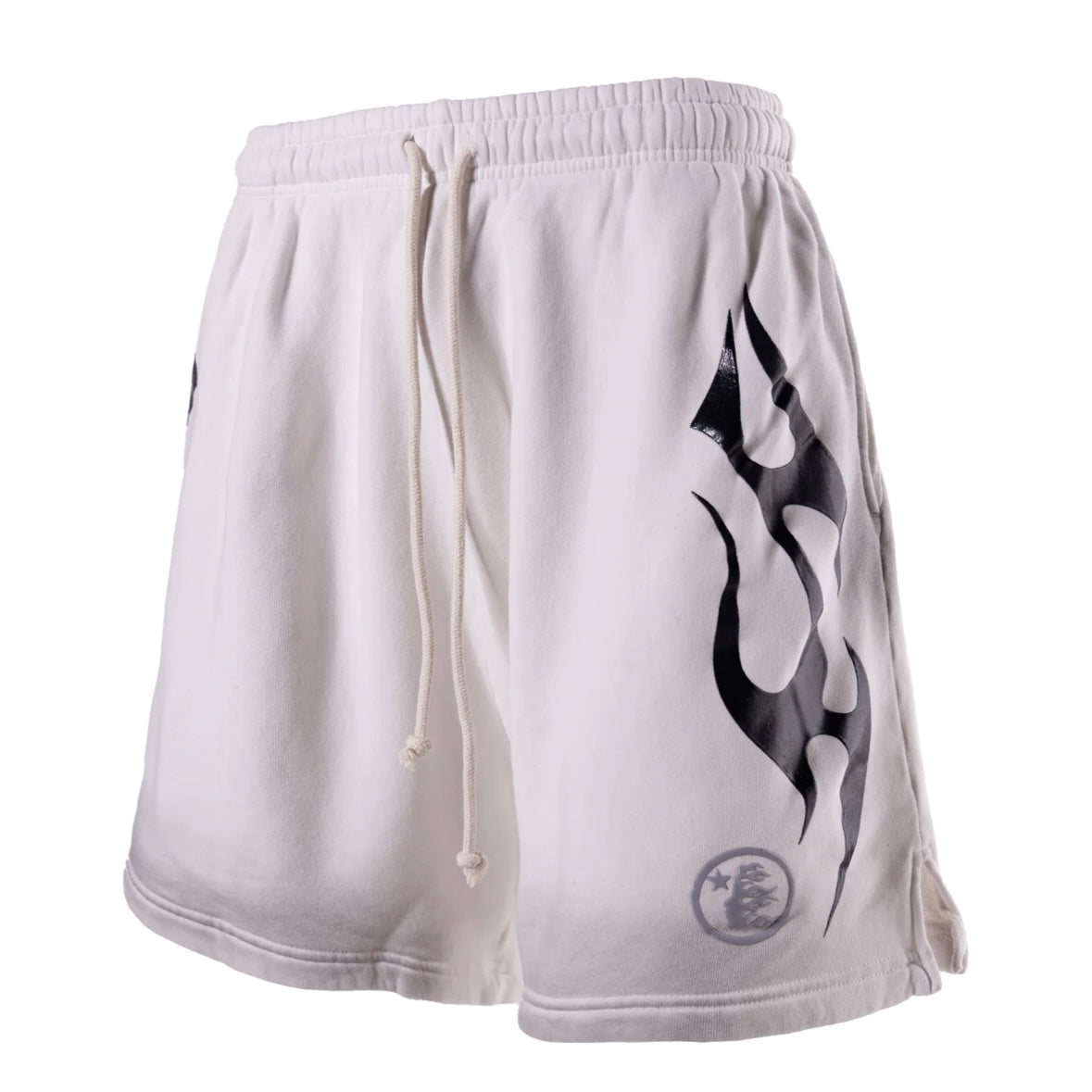 Hellstar White Black Flame Shorts