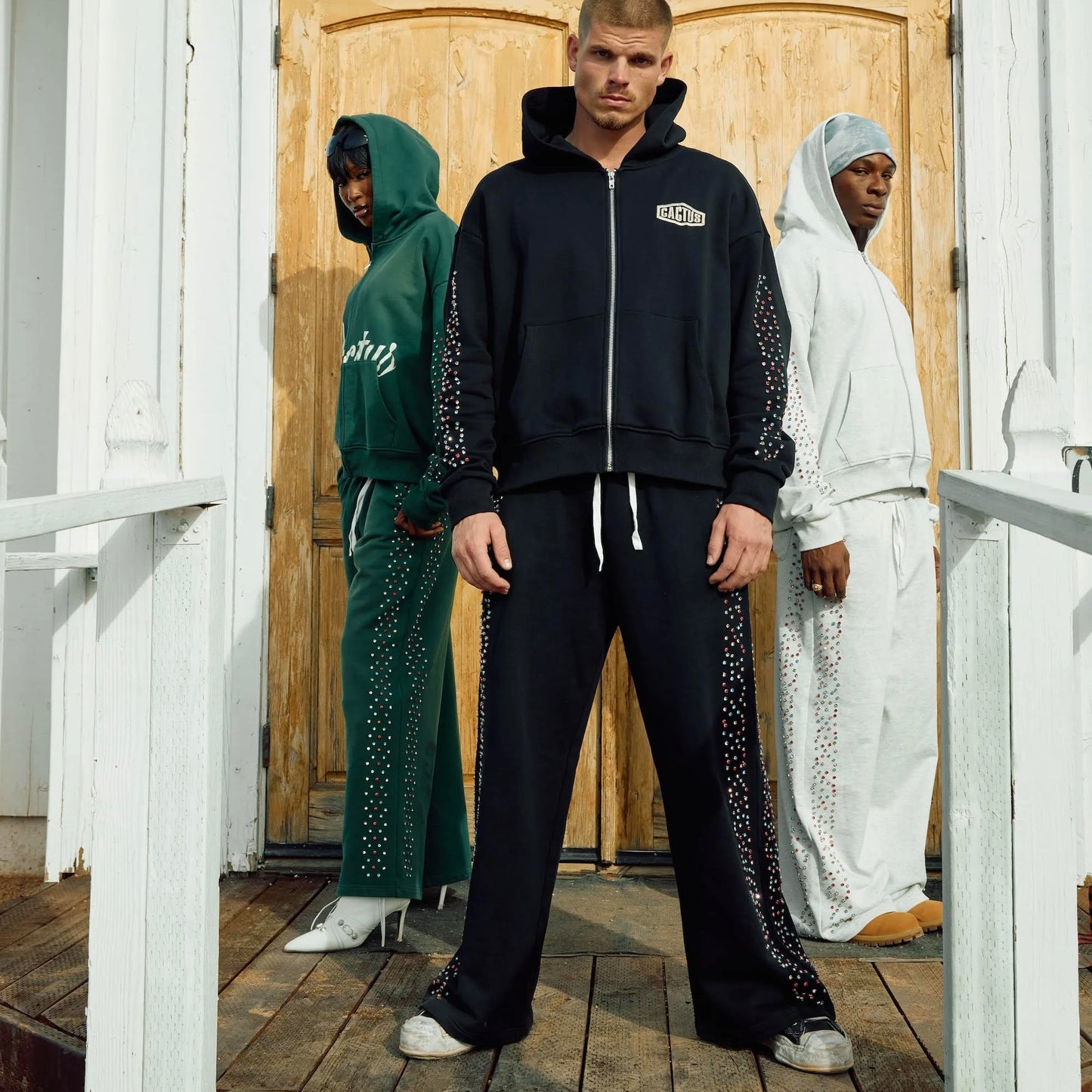 AZVA Black Crystal Cactus Sweatpants