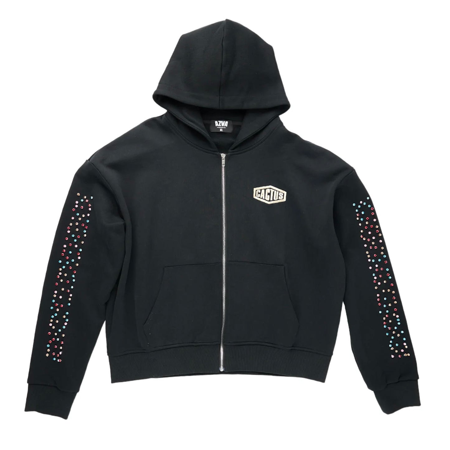 AZVA Black Crystal Cactus Zip Hoodie