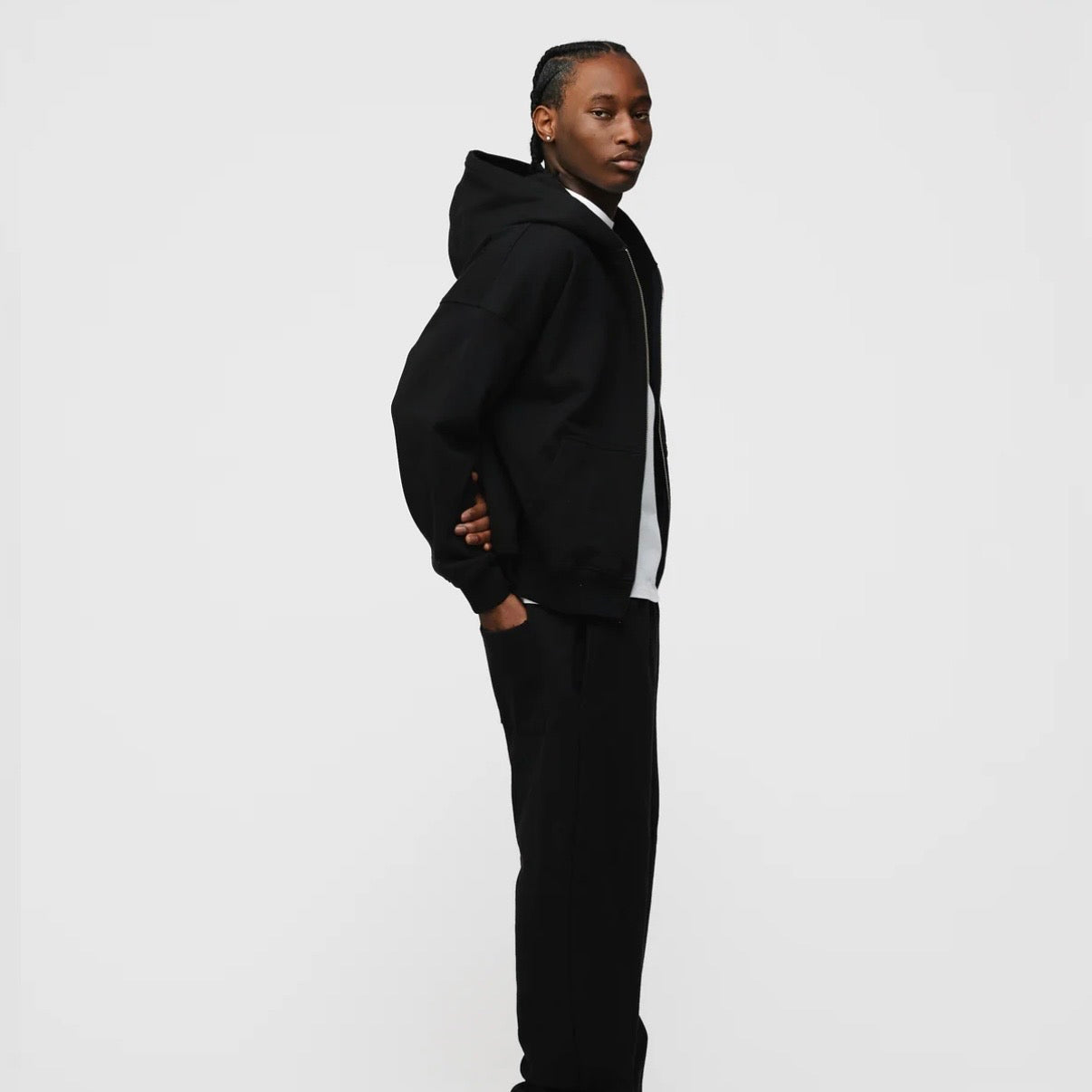 Hours Black Blank Zip Hoodie