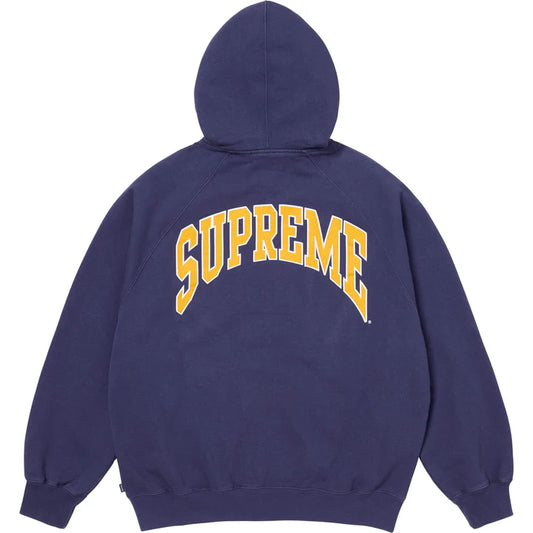 Supreme Washed Navy Cracked Raglan Zip Hoodie