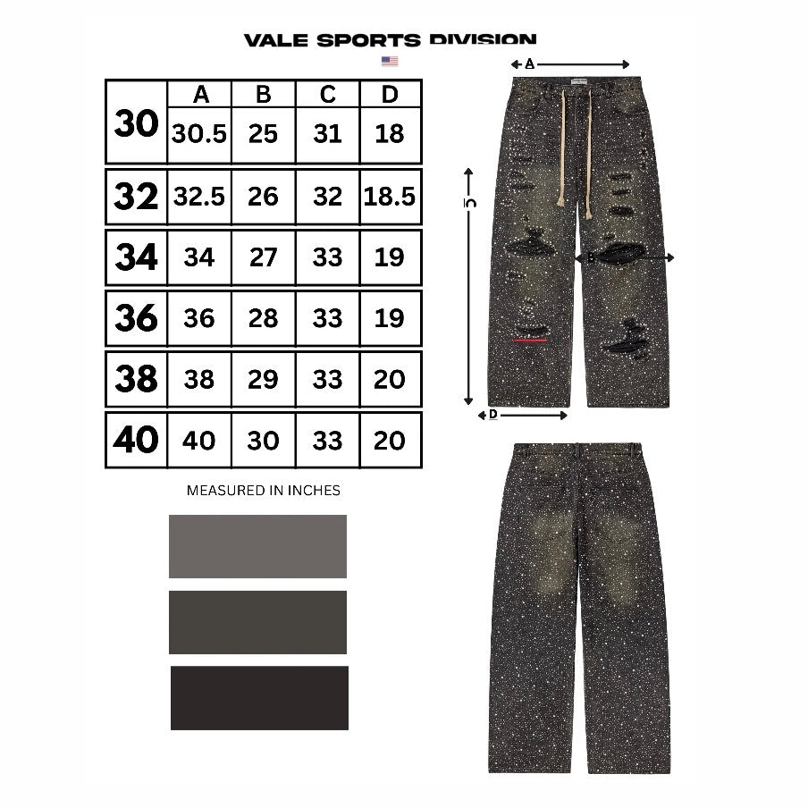 Vale Black Iced Out Denim Pants