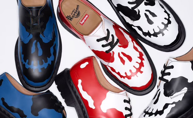 Supreme Dr. Martens 1461 3-Eye Black White Skull Shoe