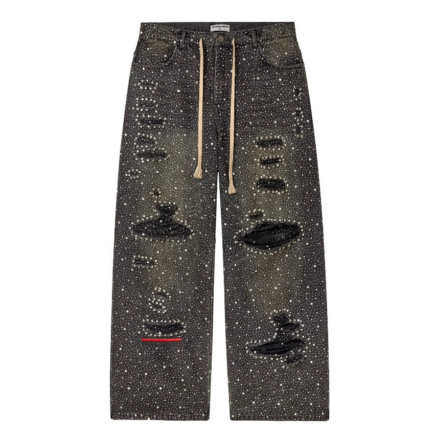 Vale Black Iced Out Denim Pants