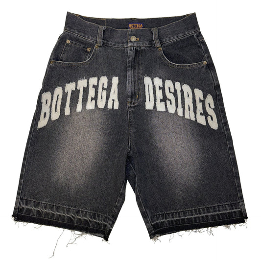 Bottega Desires Black Denim Shorts Front