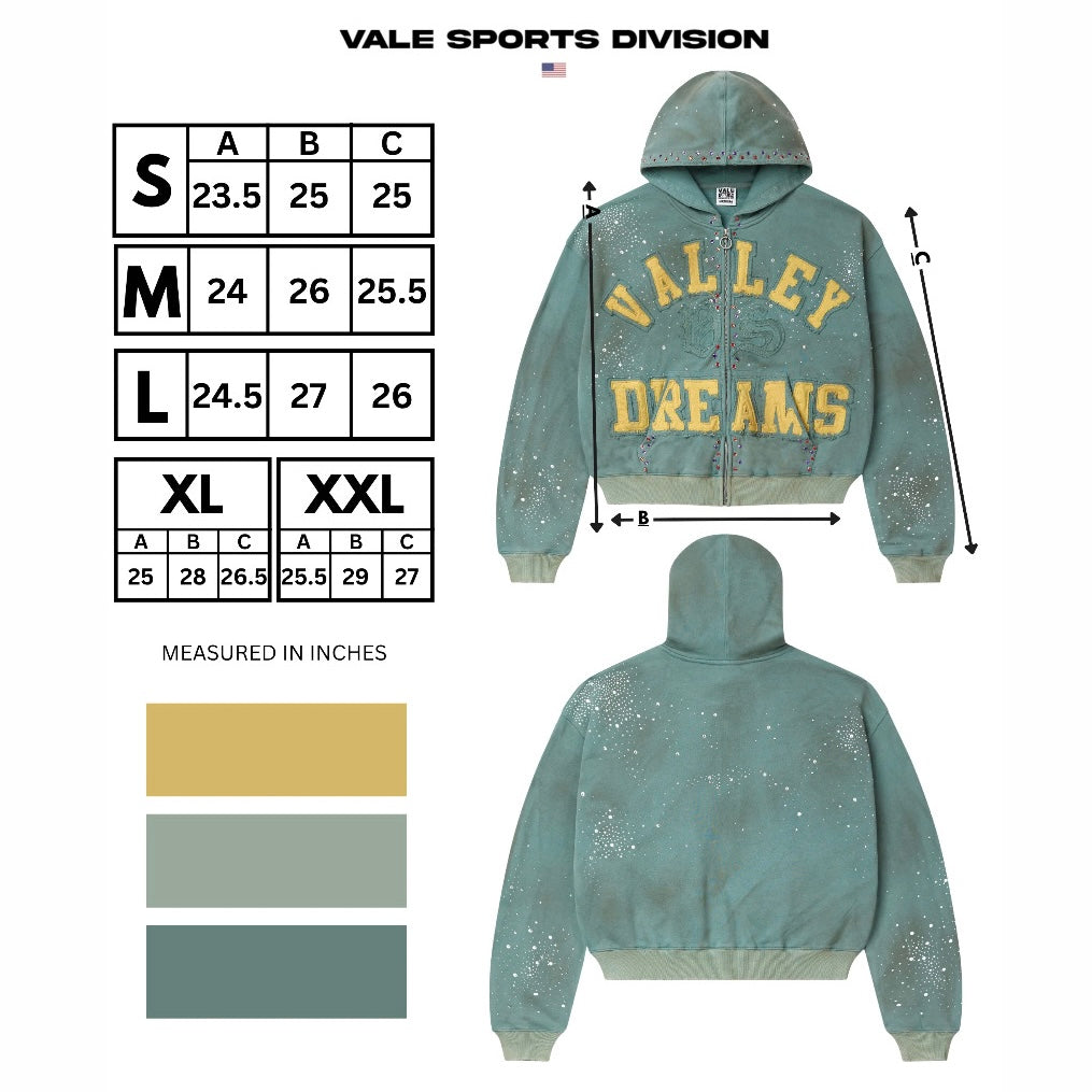 Vale Green Yellow Bank Zip Hoodie