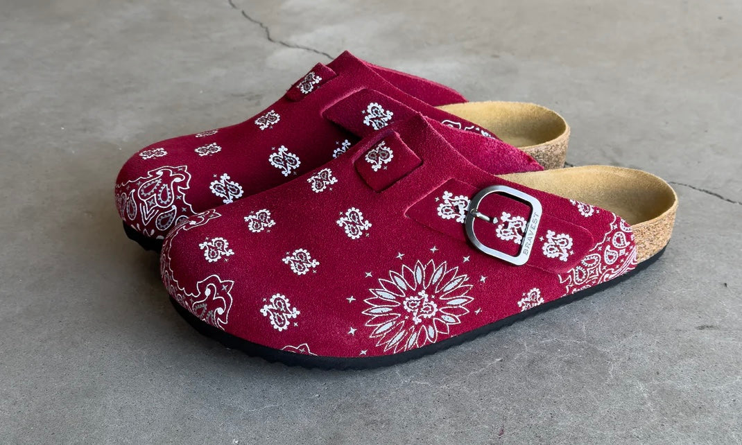 Bravest Studios Burgundy Suede Paisley Clog