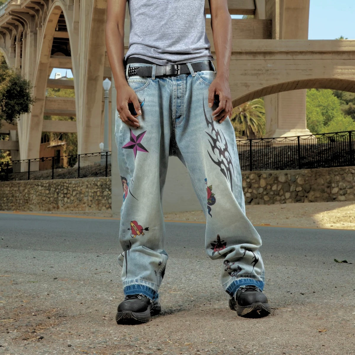 Supreme Blue Tattoo Denim Pants