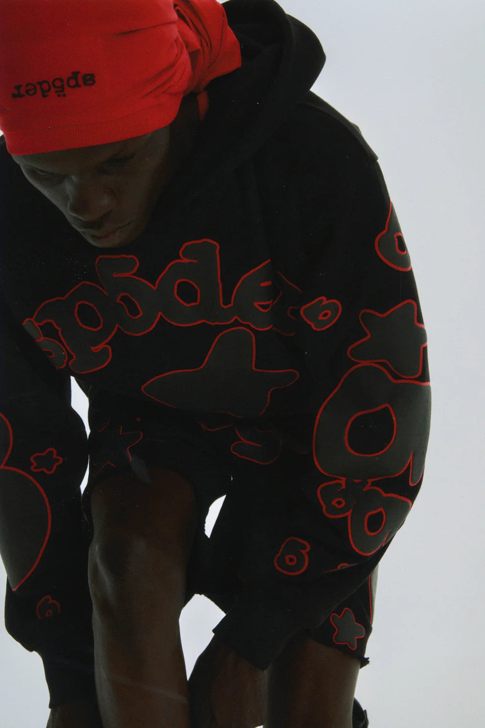 Sp5der Black Red Beluga Outline Hoodie
