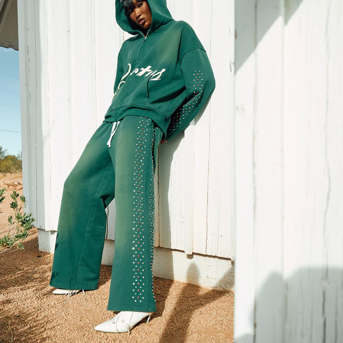 AZVA Green Hidden Crystal Sweatpants