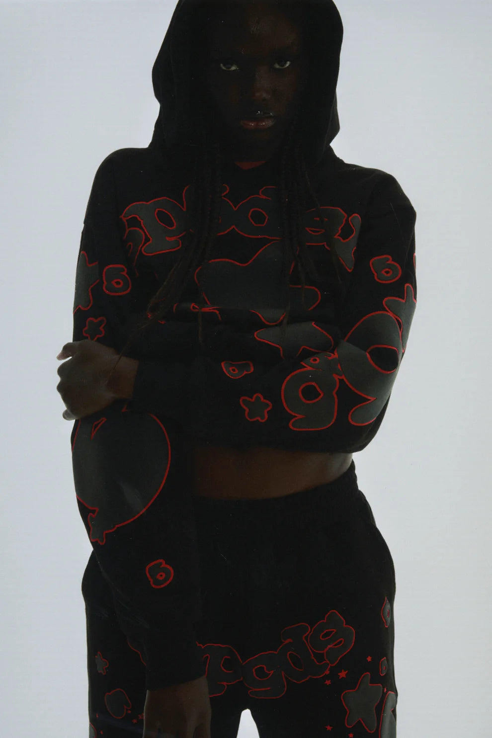 Sp5der Black Red Beluga Outline Hoodie
