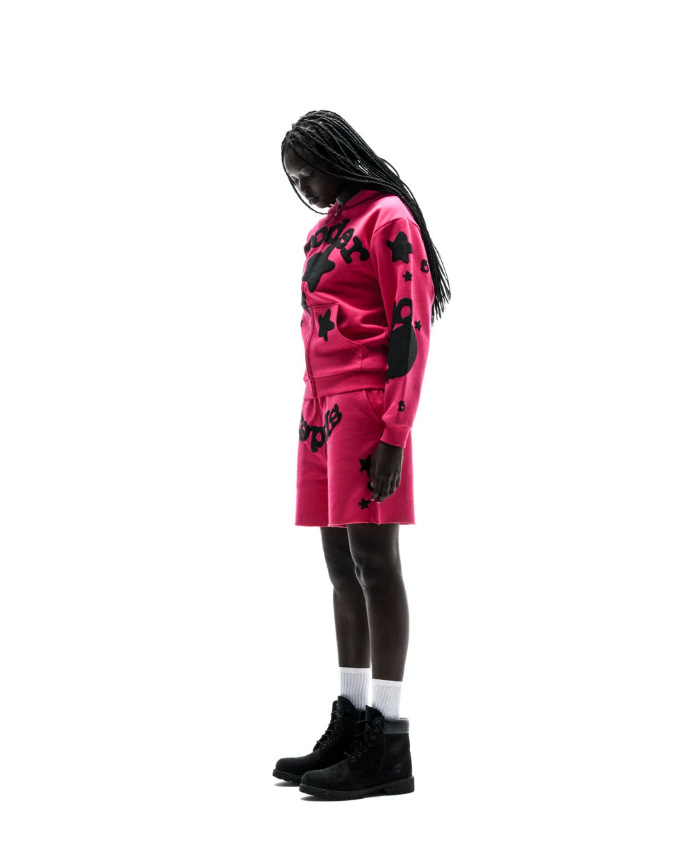 Sp5der Pink Black Beluga Zip Hoodie