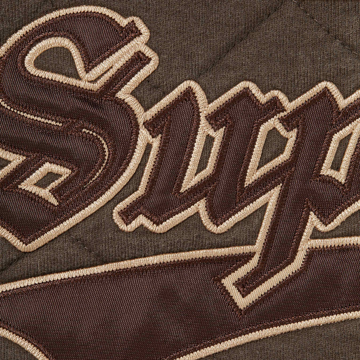 Supreme Dark Brown Quilted Zip Hoodie