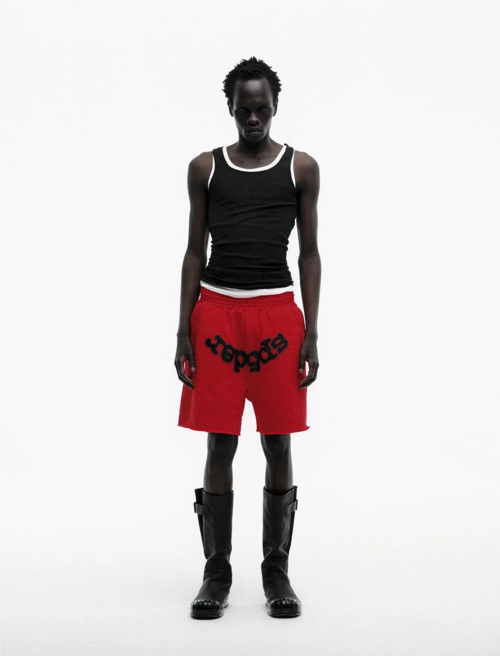 Sp5der Red OG Studded Shorts