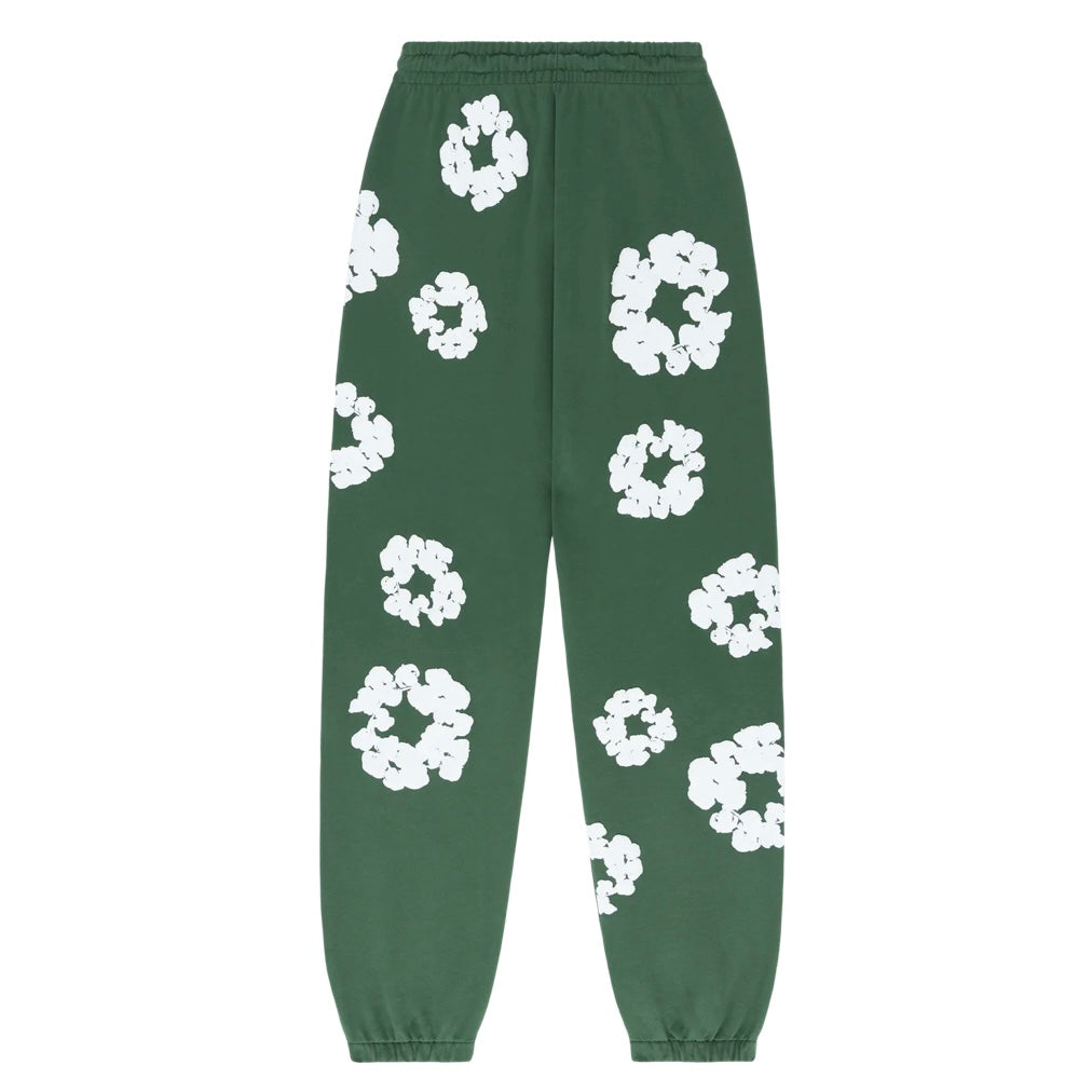Denim Tears Green Cotton Wreath Sweatpants Back View