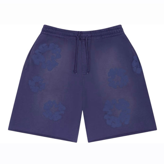 Denim Tears Washed Purple Mono Cotton Wreath Shorts
