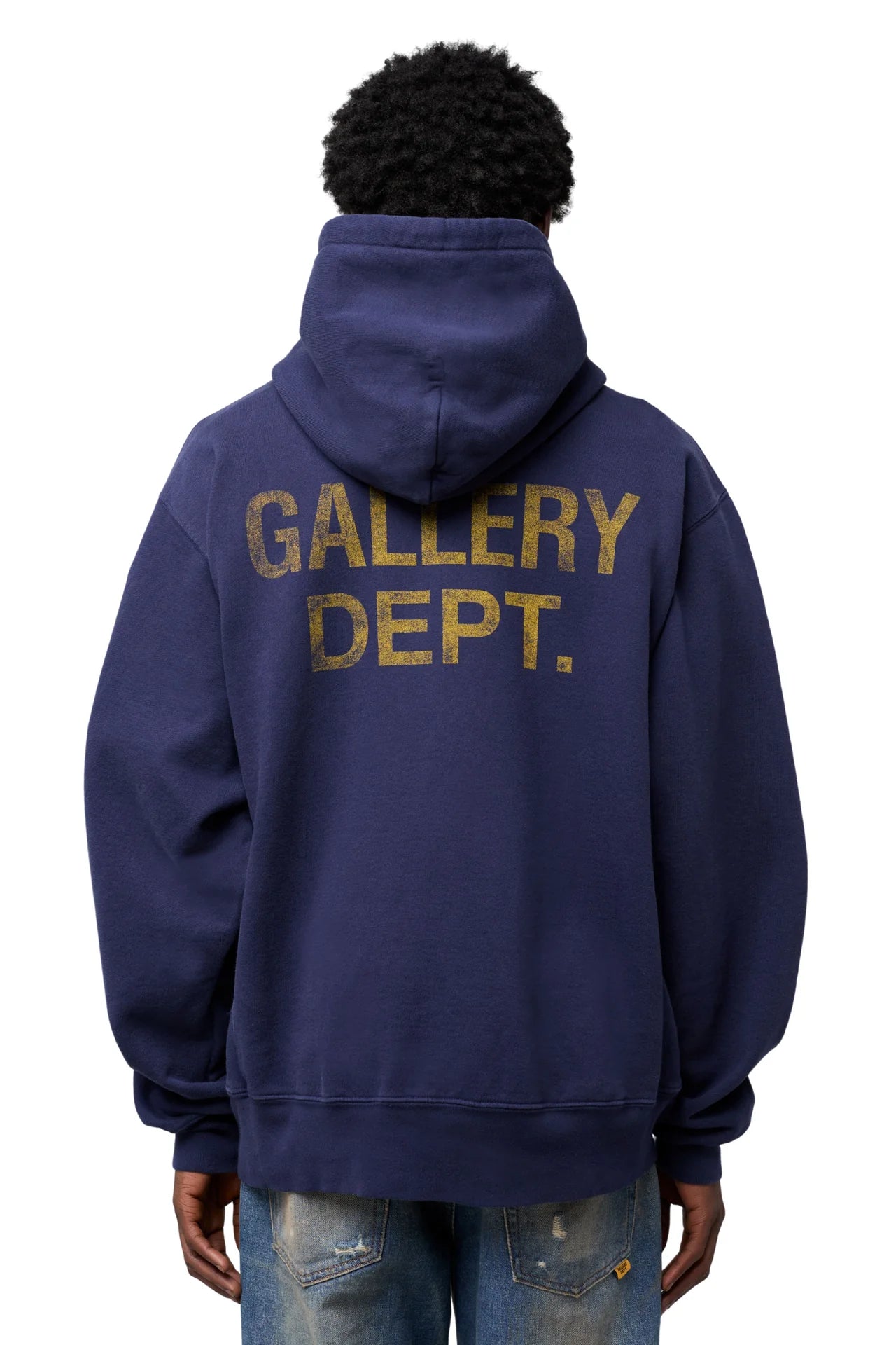 Gallery Dept Washed Navy Logo Paint Splattered Hoodie