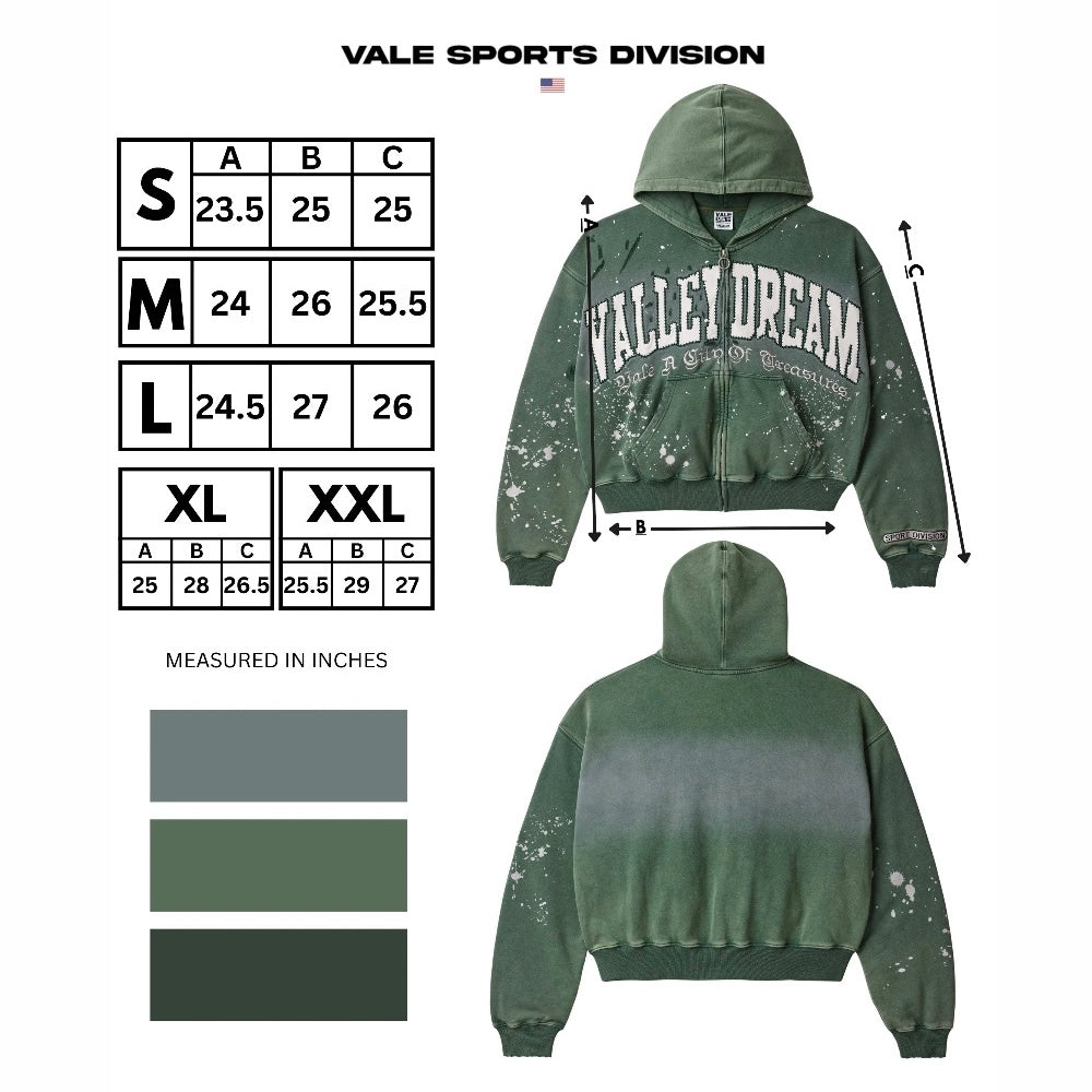 Vale Pine Paint Zip Hoodie