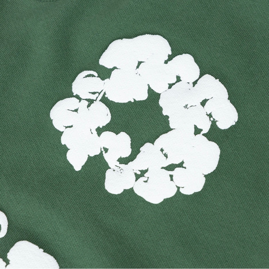 Denim Tears Green Cotton Wreath Sweatpants Close View