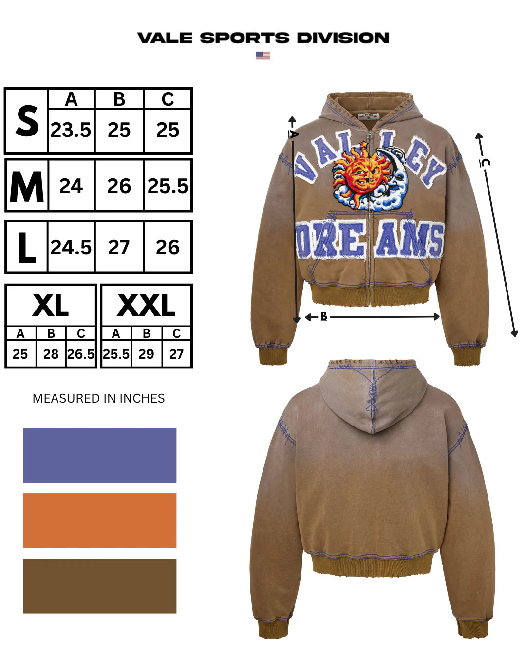 Vale Brown Sunny Zip Hoodie