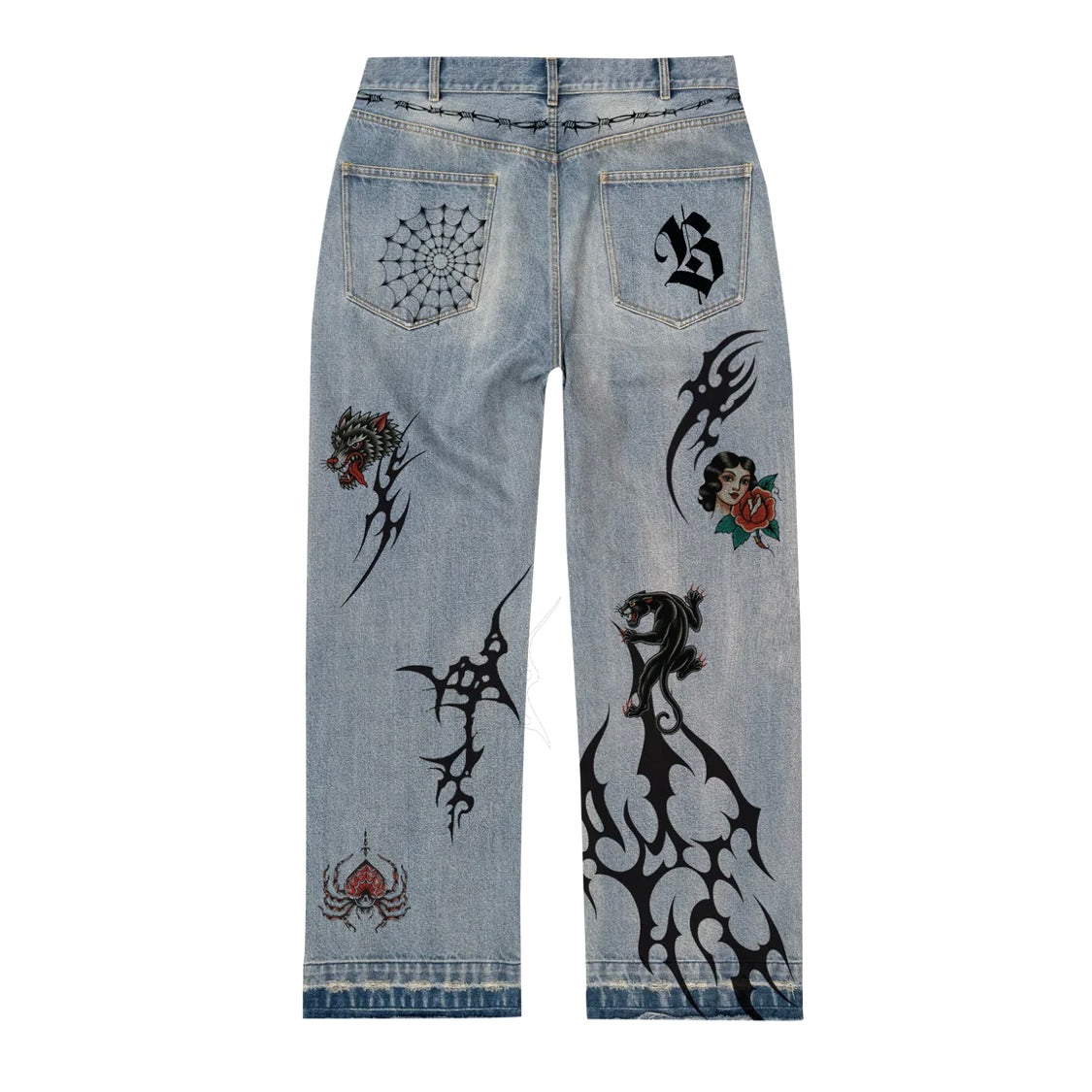 Supreme Blue Tattoo Denim Pants