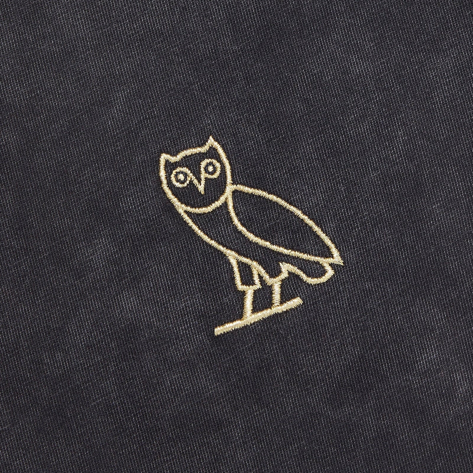OVO Washed Black T-Shirt Close up Logo
