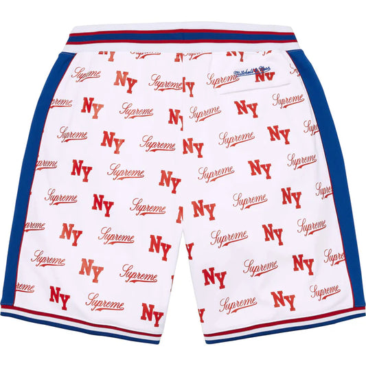Supreme Mitchell & Ness White Monogram Basketball Shorts