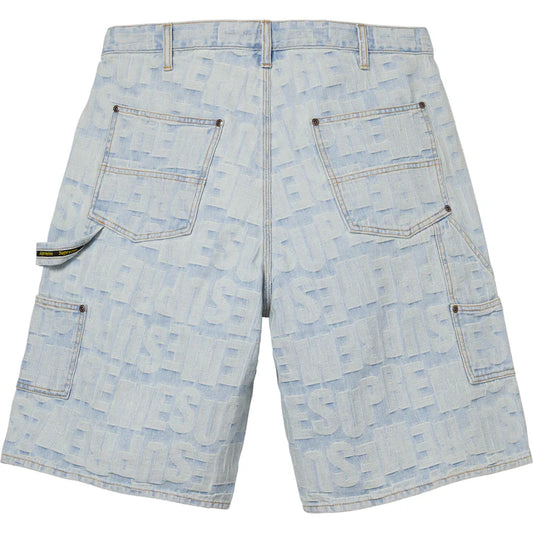 Supreme Light Washed Repeat Jacquard Double Knee Denim Shorts