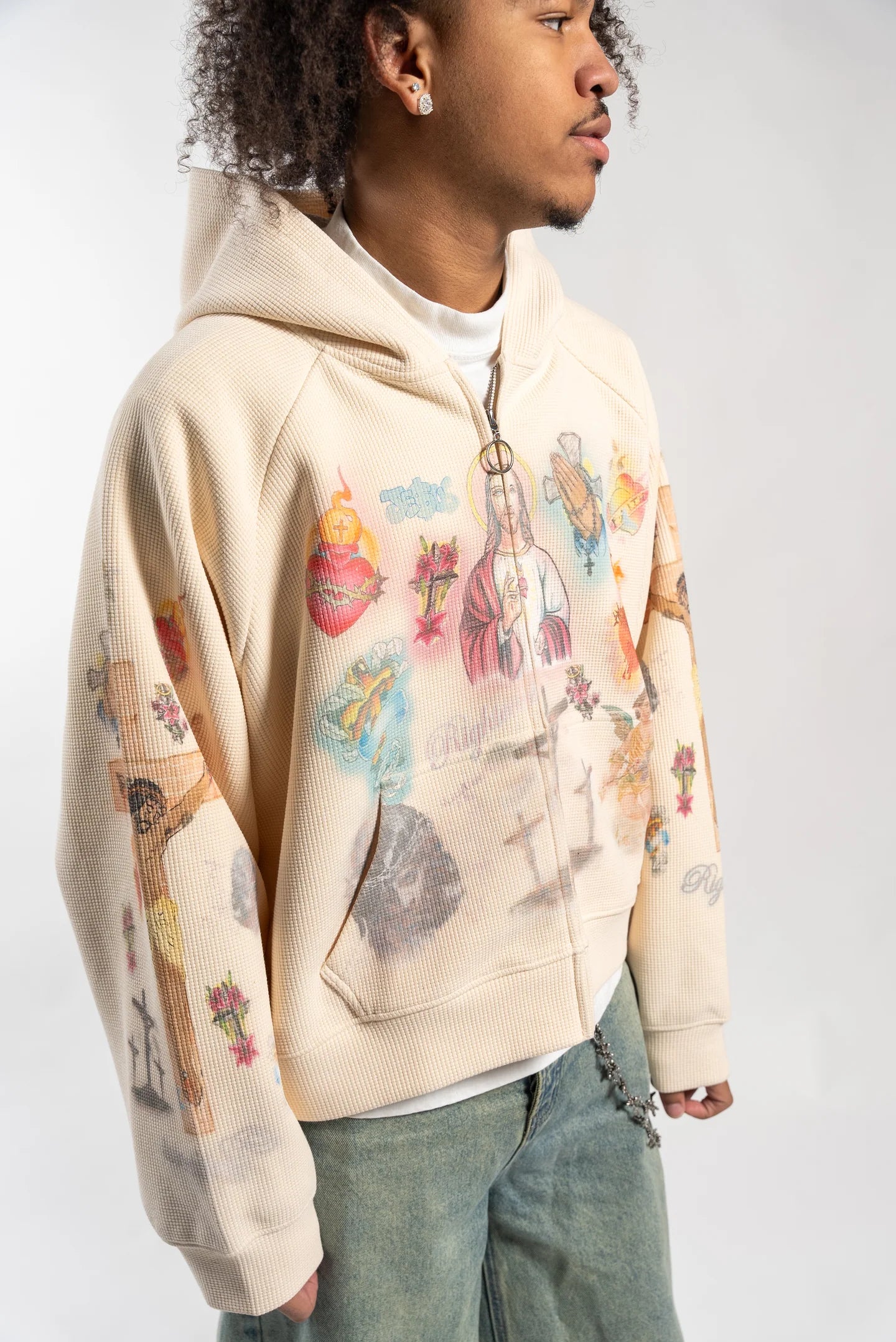We Are Righteous Cream Ultimate Sacrifice Thermal Zip Hoodie