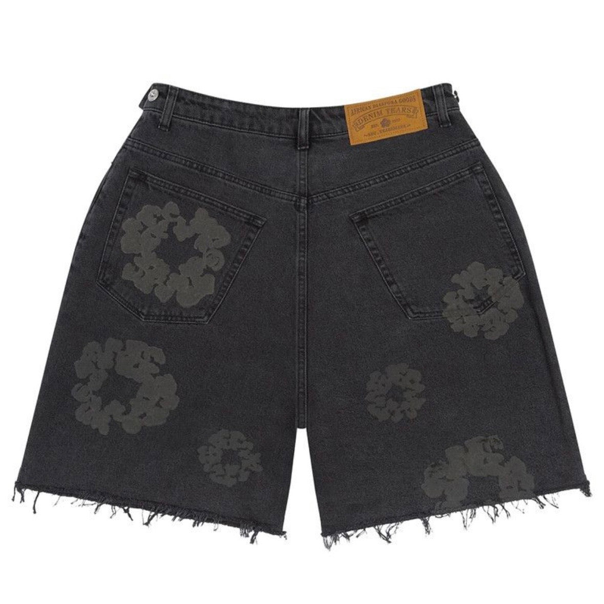 Denim Tears Black Mono Cotton Wreath Denim Shorts