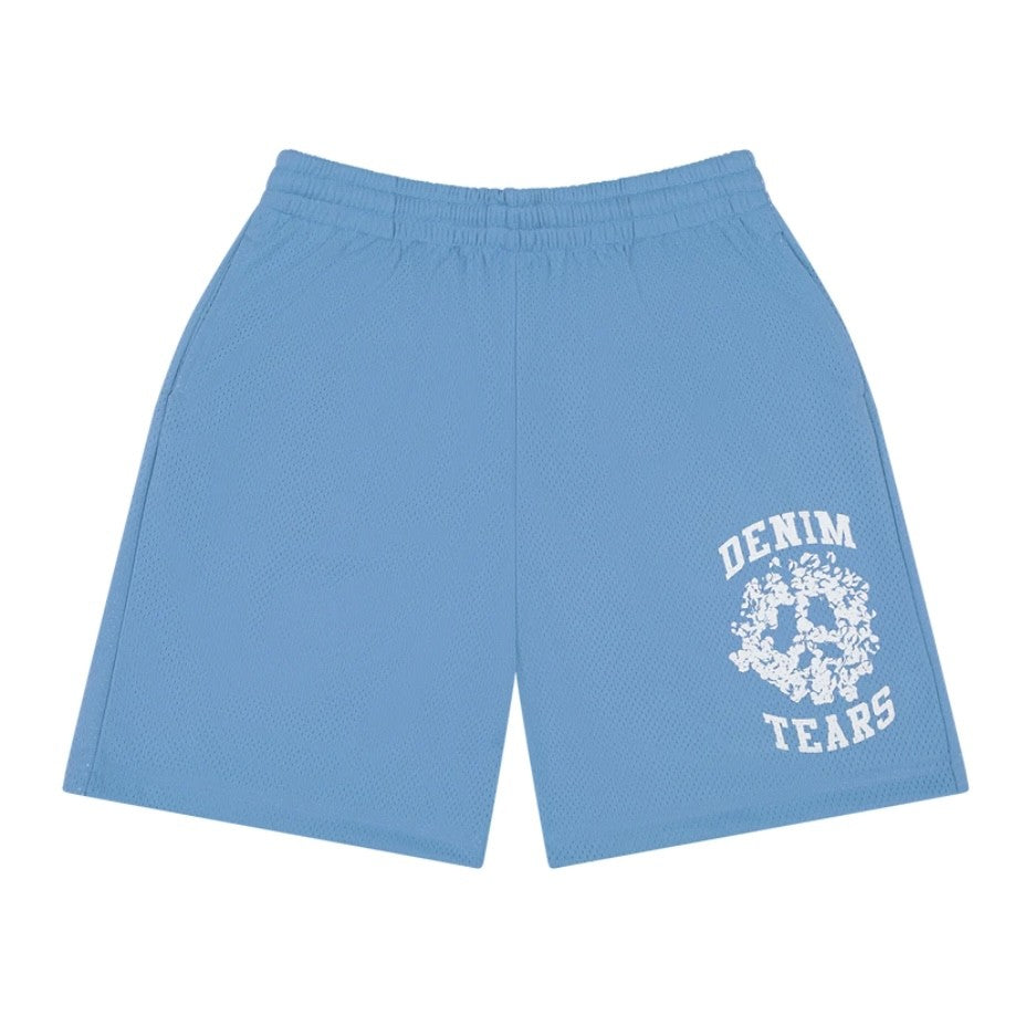 Denim Tears Light Blue University Mesh Shorts Front
