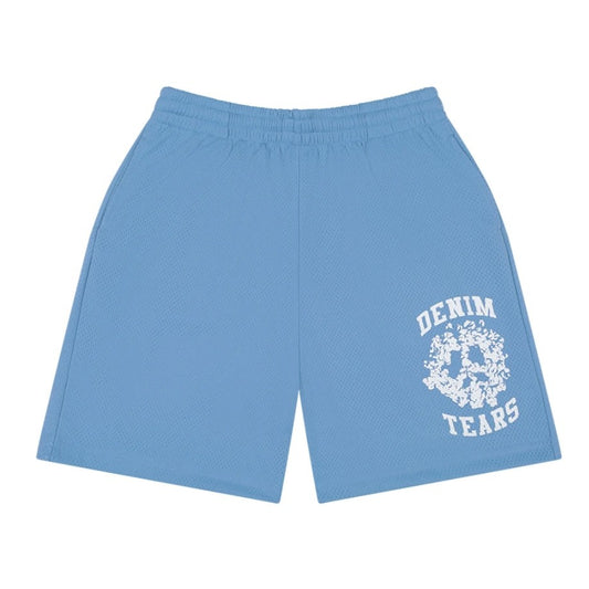 Denim Tears Light Blue University Mesh Shorts Front